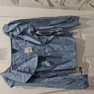 Jcrew Factory Chambray Square neck ruffle top